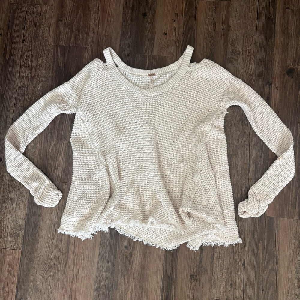 Free People Cream Knit Sweater